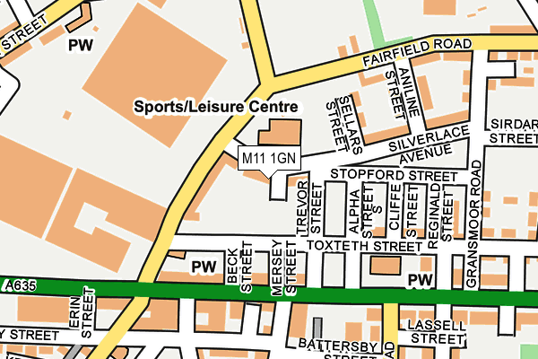 M11 1GN map - OS OpenMap – Local (Ordnance Survey)