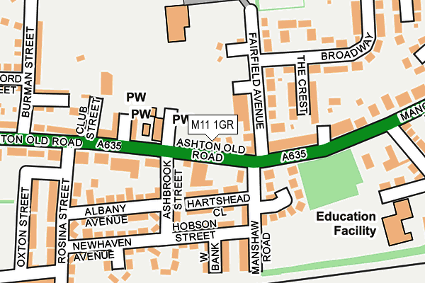 M11 1GR map - OS OpenMap – Local (Ordnance Survey)