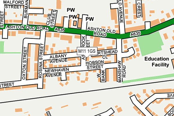 M11 1GS map - OS OpenMap – Local (Ordnance Survey)