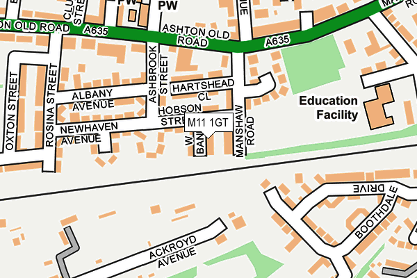 M11 1GT map - OS OpenMap – Local (Ordnance Survey)