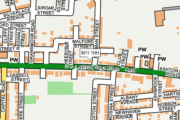 M11 1HH map - OS OpenMap – Local (Ordnance Survey)