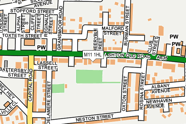 M11 1HL map - OS OpenMap – Local (Ordnance Survey)