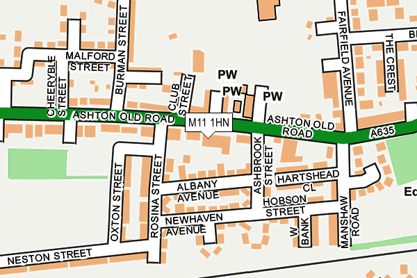 M11 1HN map - OS OpenMap – Local (Ordnance Survey)