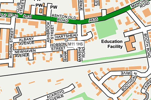 M11 1HS map - OS OpenMap – Local (Ordnance Survey)