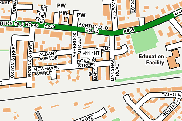 M11 1HT map - OS OpenMap – Local (Ordnance Survey)