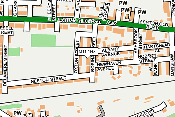 M11 1HX map - OS OpenMap – Local (Ordnance Survey)