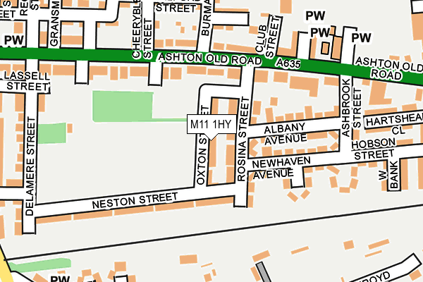 M11 1HY map - OS OpenMap – Local (Ordnance Survey)