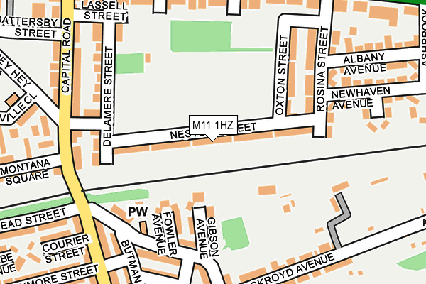 M11 1HZ map - OS OpenMap – Local (Ordnance Survey)