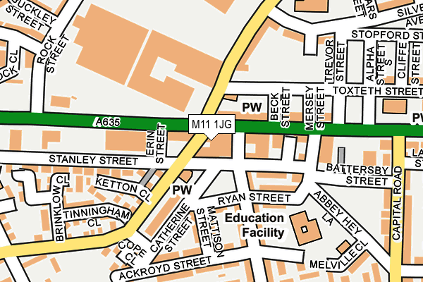M11 1JG map - OS OpenMap – Local (Ordnance Survey)