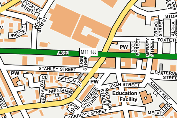 M11 1JJ map - OS OpenMap – Local (Ordnance Survey)