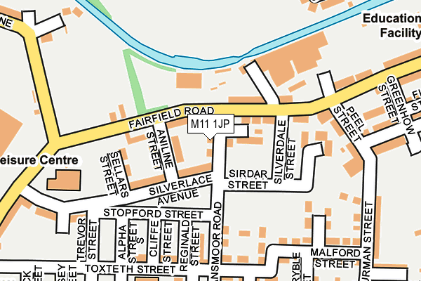 M11 1JP map - OS OpenMap – Local (Ordnance Survey)