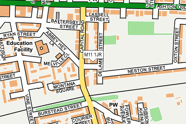 M11 1JR map - OS OpenMap – Local (Ordnance Survey)