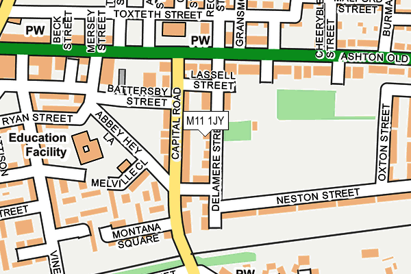 M11 1JY map - OS OpenMap – Local (Ordnance Survey)