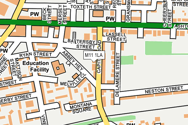 M11 1LA map - OS OpenMap – Local (Ordnance Survey)