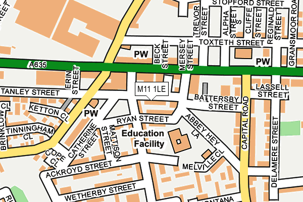 M11 1LE map - OS OpenMap – Local (Ordnance Survey)