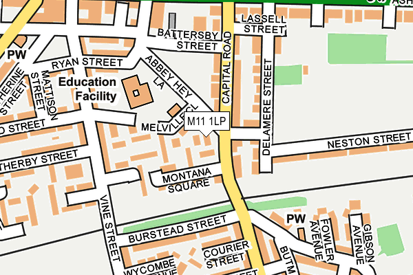 M11 1LP map - OS OpenMap – Local (Ordnance Survey)