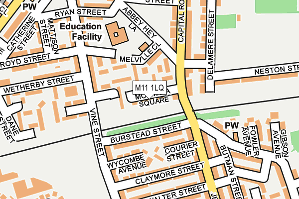 M11 1LQ map - OS OpenMap – Local (Ordnance Survey)