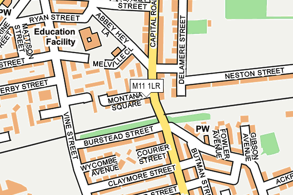 M11 1LR map - OS OpenMap – Local (Ordnance Survey)