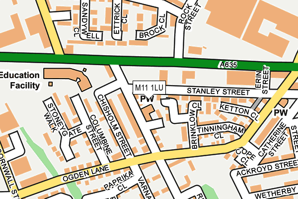 M11 1LU map - OS OpenMap – Local (Ordnance Survey)