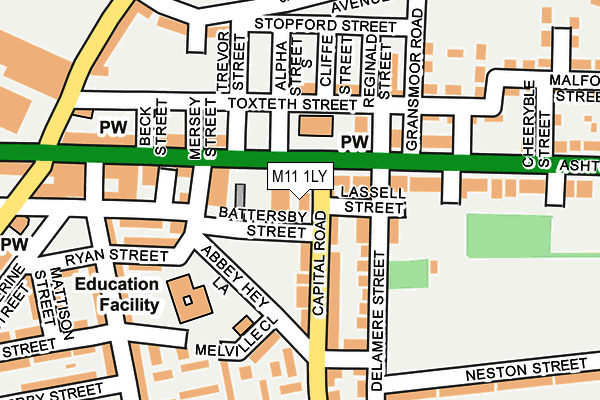 M11 1LY map - OS OpenMap – Local (Ordnance Survey)