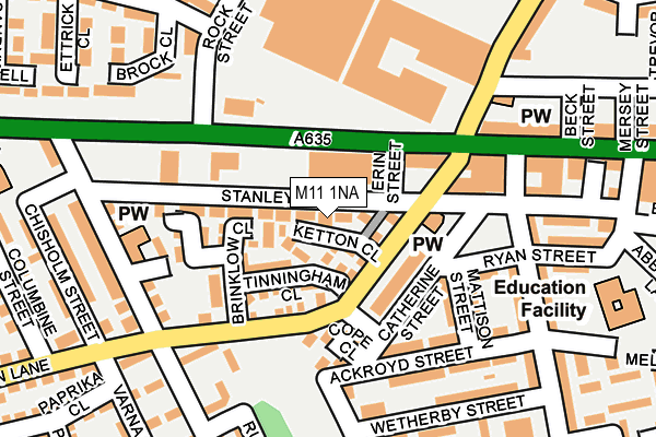 M11 1NA map - OS OpenMap – Local (Ordnance Survey)