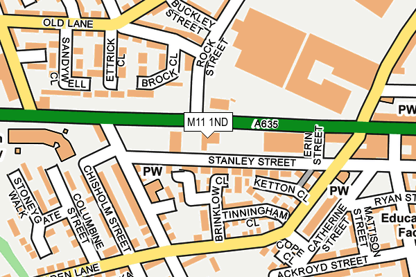 M11 1ND map - OS OpenMap – Local (Ordnance Survey)