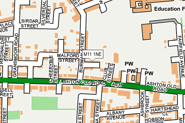 M11 1NE map - OS OpenMap – Local (Ordnance Survey)