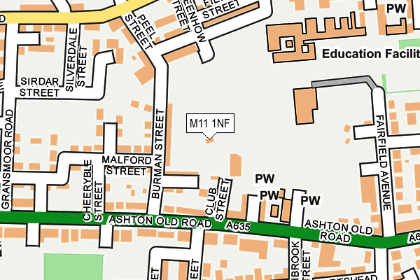 M11 1NF map - OS OpenMap – Local (Ordnance Survey)