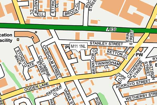 M11 1NL map - OS OpenMap – Local (Ordnance Survey)