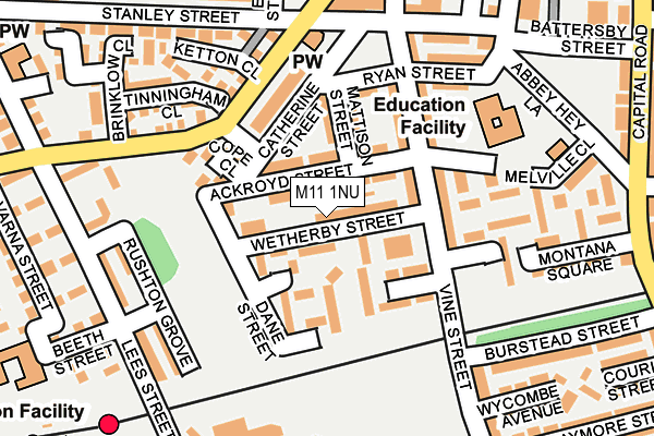 M11 1NU map - OS OpenMap – Local (Ordnance Survey)