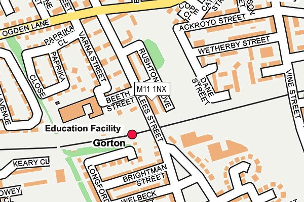 M11 1NX map - OS OpenMap – Local (Ordnance Survey)