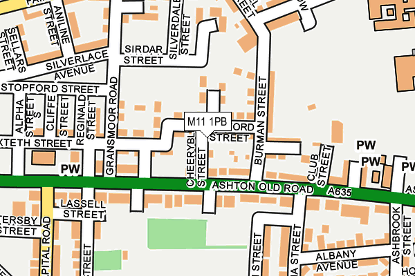 M11 1PB map - OS OpenMap – Local (Ordnance Survey)