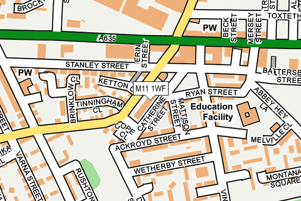 M11 1WF map - OS OpenMap – Local (Ordnance Survey)