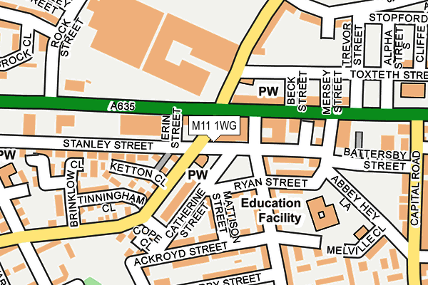 M11 1WG map - OS OpenMap – Local (Ordnance Survey)