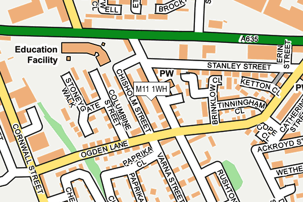 M11 1WH map - OS OpenMap – Local (Ordnance Survey)