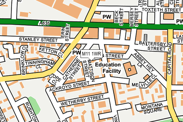 M11 1WR map - OS OpenMap – Local (Ordnance Survey)