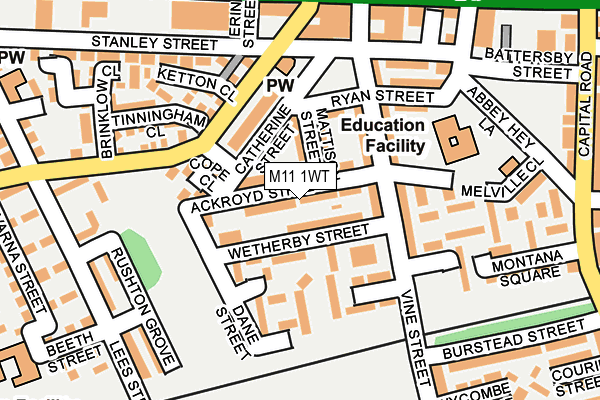 M11 1WT map - OS OpenMap – Local (Ordnance Survey)