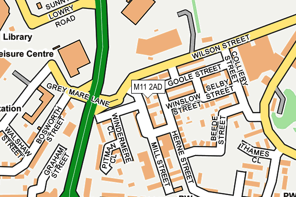 M11 2AD map - OS OpenMap – Local (Ordnance Survey)