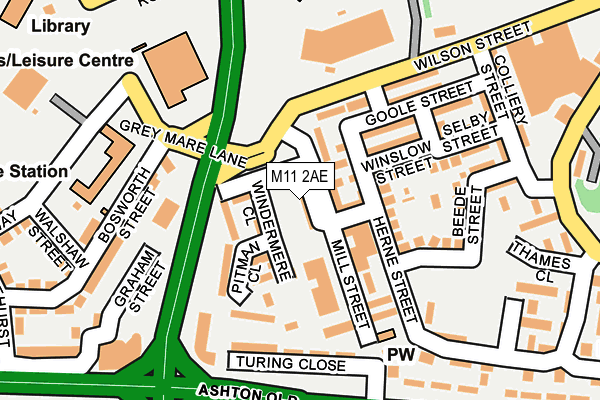 M11 2AE map - OS OpenMap – Local (Ordnance Survey)