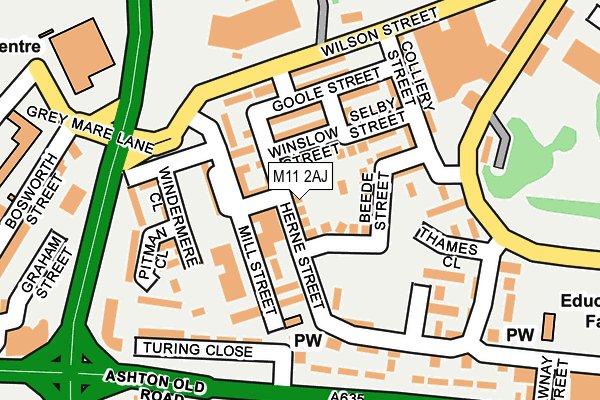 M11 2AJ map - OS OpenMap – Local (Ordnance Survey)