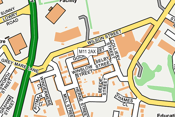 M11 2AX map - OS OpenMap – Local (Ordnance Survey)