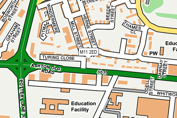 M11 2ED map - OS OpenMap – Local (Ordnance Survey)