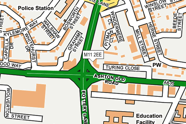 M11 2EE map - OS OpenMap – Local (Ordnance Survey)