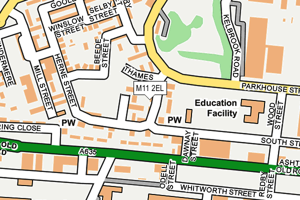 M11 2EL map - OS OpenMap – Local (Ordnance Survey)