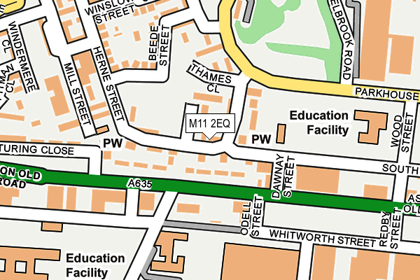 M11 2EQ map - OS OpenMap – Local (Ordnance Survey)