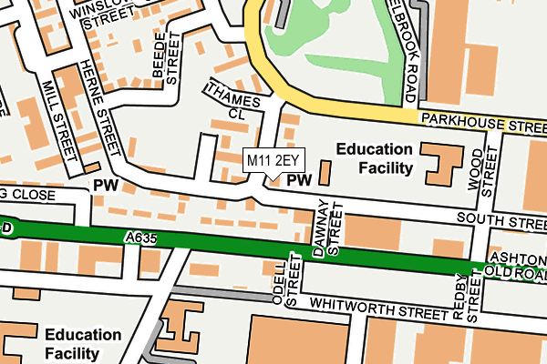 M11 2EY map - OS OpenMap – Local (Ordnance Survey)