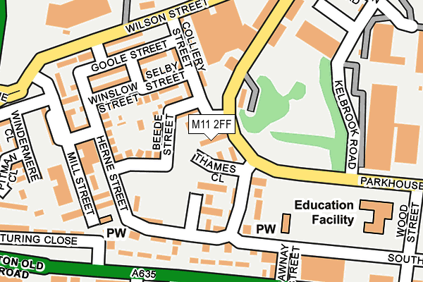 M11 2FF map - OS OpenMap – Local (Ordnance Survey)