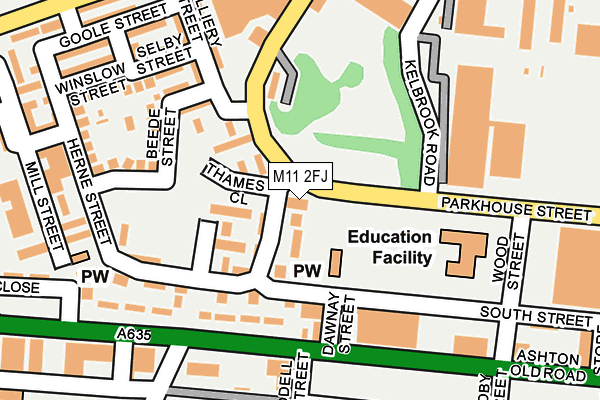 M11 2FJ map - OS OpenMap – Local (Ordnance Survey)