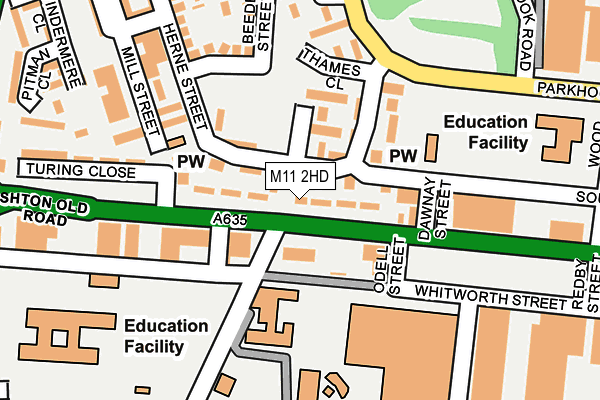 M11 2HD map - OS OpenMap – Local (Ordnance Survey)