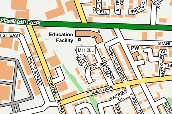 M11 2LL map - OS OpenMap – Local (Ordnance Survey)